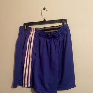 Blue adidas soccer shorts